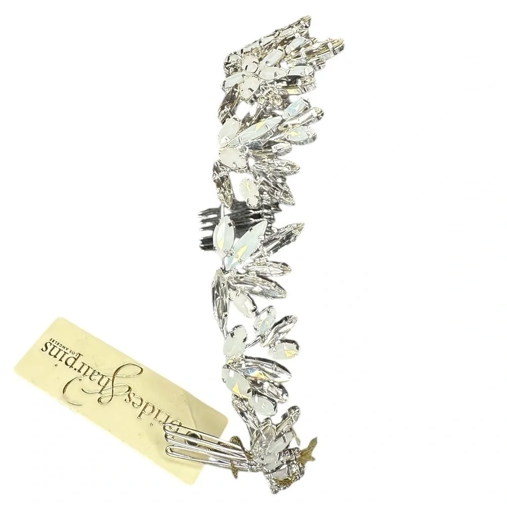 NEW Brides & Hairpins Honora Crystal Opal Sterling Silver Halo Comb Crown Tiara - Picture 11 of 14